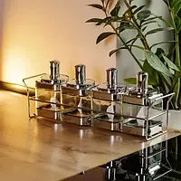 Набір з 4 скляних банок 350 мл на підставці з ложкою для сипучих продуктів хром