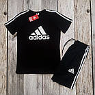 Чоловічий літній костюм Adidas Футболка + Шорти с лампасами чорно-білий Адідас на літо, фото 3