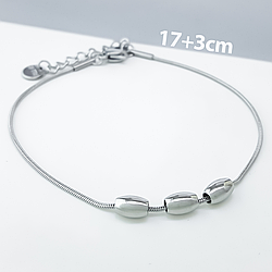 Браслет Снейк с бусинами 17+3 см, родий Xuping Stainless Stеel