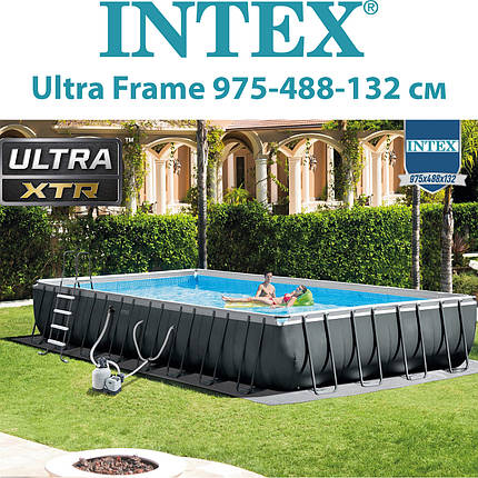 Прямокутний каркасний басейн 26378 сімейний Intex 9 м глибокий збірний наземний великий для дачі, фото 1