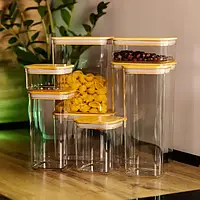 Набір із 8 банок для сипучих продуктів із бамбуковою кришкою