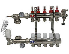 Колектор для теплої підлоги Polmark 5 контурів (Латунь) у зборі без насоса Польща