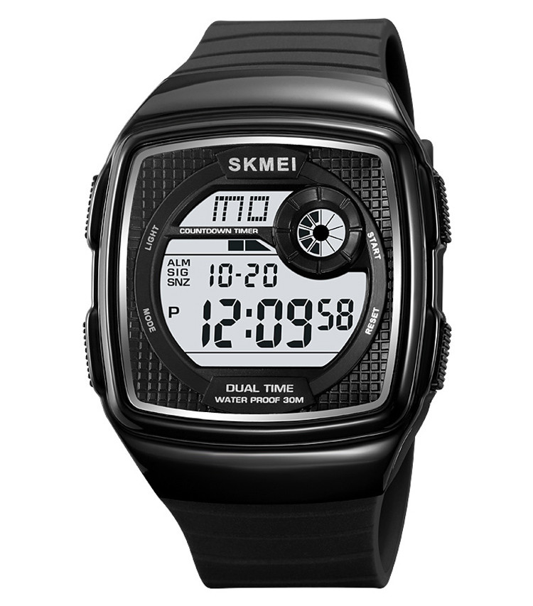 Skmei 2208 чоловічий годинник чорний з білим циферблатом