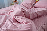 Сімейний комплект постільної білизни Страйп Сатин LUX Пудра, фото 2