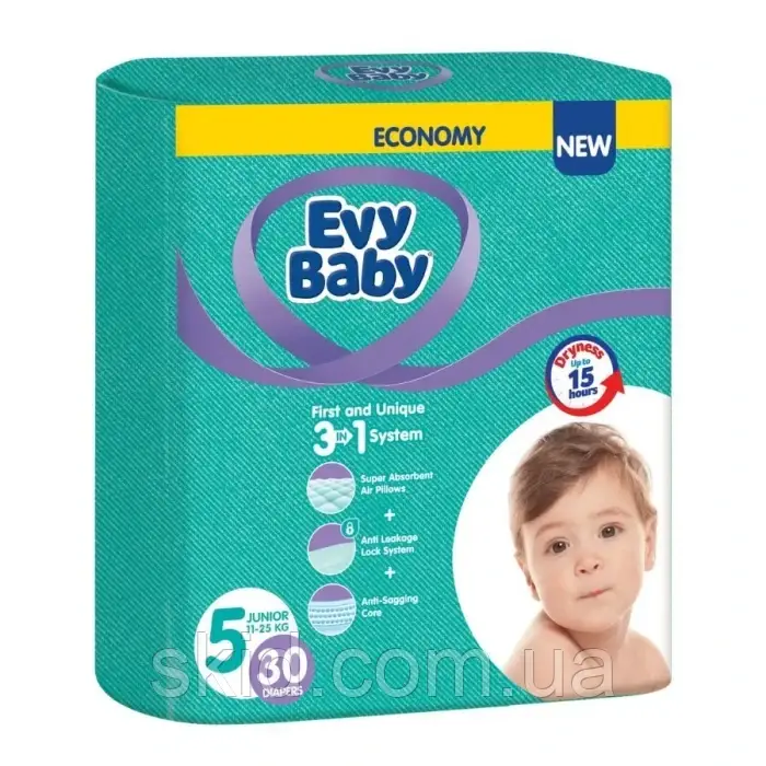 Підгузники Evy Baby 5 (11-25кг) Junior 30 шт