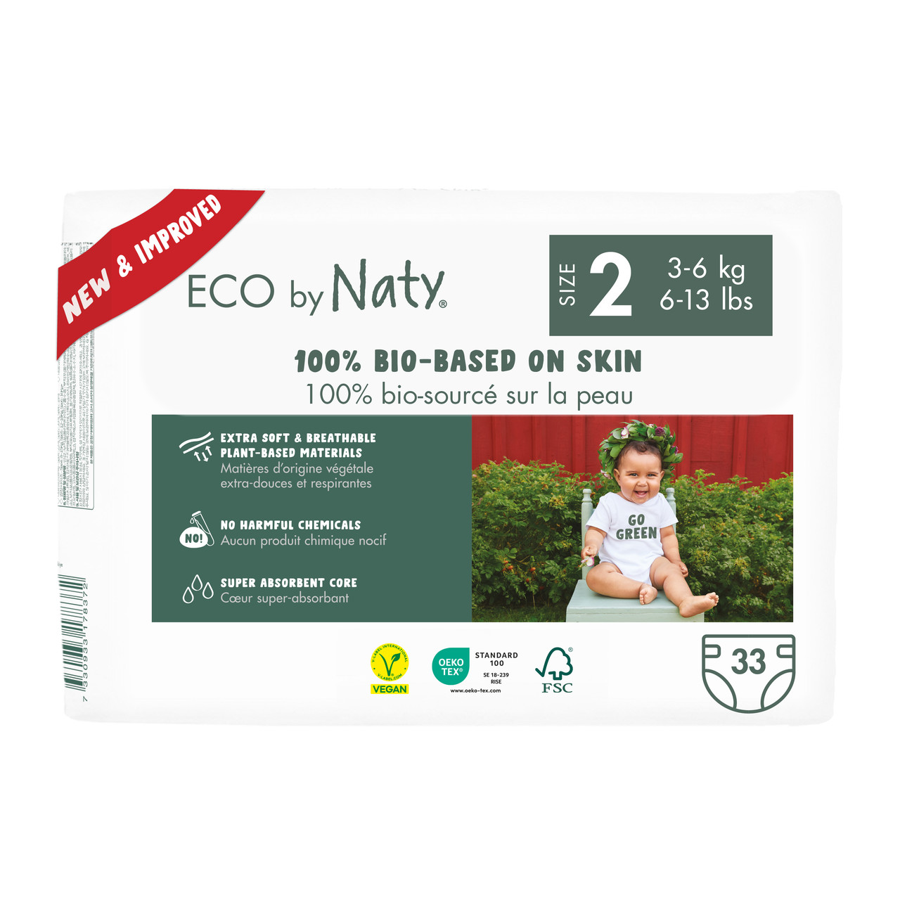Одноразові дитячі підгузки ECO by Naty Размер 2 (3-6 кг.), 33 шт., фото 1