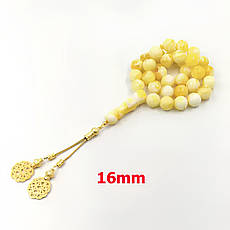 Чотки з бурштину RESTEQ 33 намистини з металевим китицем — турецькі бурштинові чотки з намистинами 16 мм, фото 4