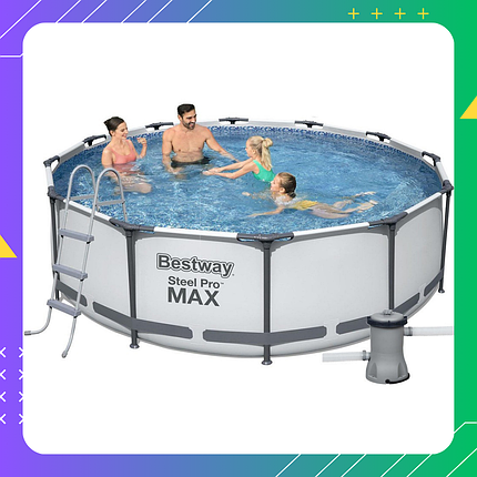 Круглий каркасний басейн 366x100 см Bestway 56418 великий наливний збірний для дітей і дорослих для вулиці, фото 1