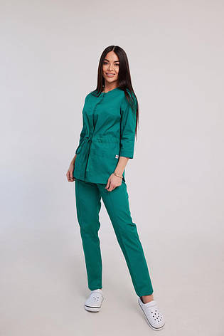 Жіночий медичний костюм Пава зелений - Костюм косметолога - Костюм масажиста, фото 1