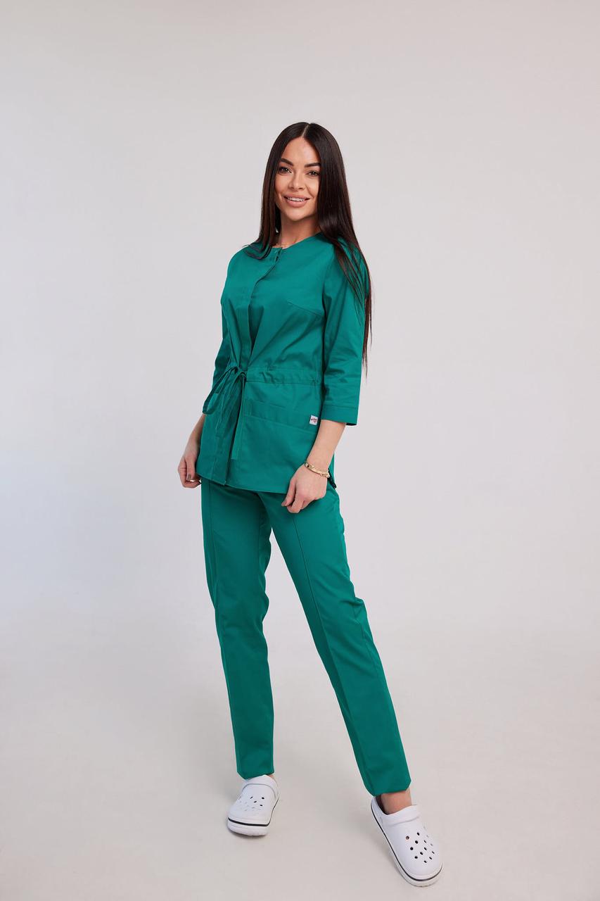 Жіночий медичний костюм Пава зелений - Костюм косметолога - Костюм масажиста