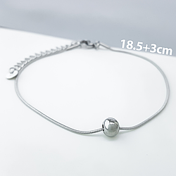 Браслет Снейк з шармом; р.18.5+3 см; Stainless Steel Xuping, родій