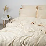 Сімейний комплект постільної білизни Страйп Сатин LUX Бежевий, фото 4