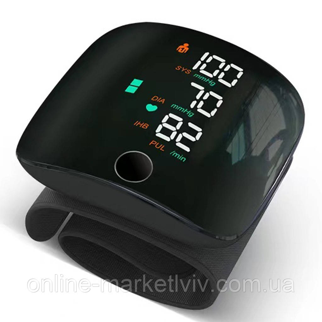 Автоматичний тонометр на зап'ястя від акумулятора 300 мАг, в кейсі / Розумний тонометр для вимірювання тиску, фото 1