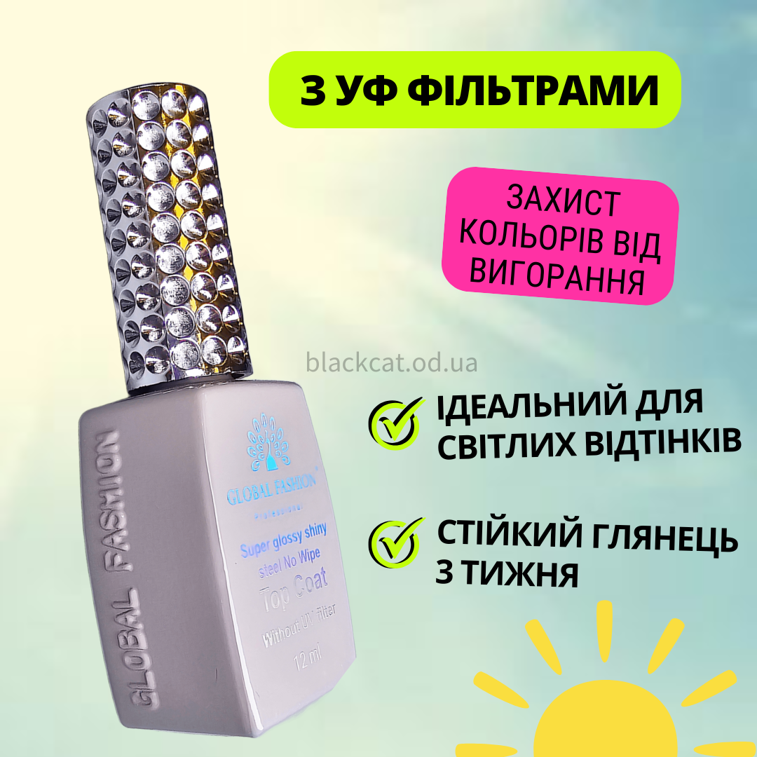 Топ без липкого шару антиподряпина для гель-лаку глянець 4 тижні SUPER STAR Global Fashion 15 мл