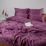 Двуспальний комплект постільної білизни Страйп Сатин LUX 180*220 Марсал, фото 4