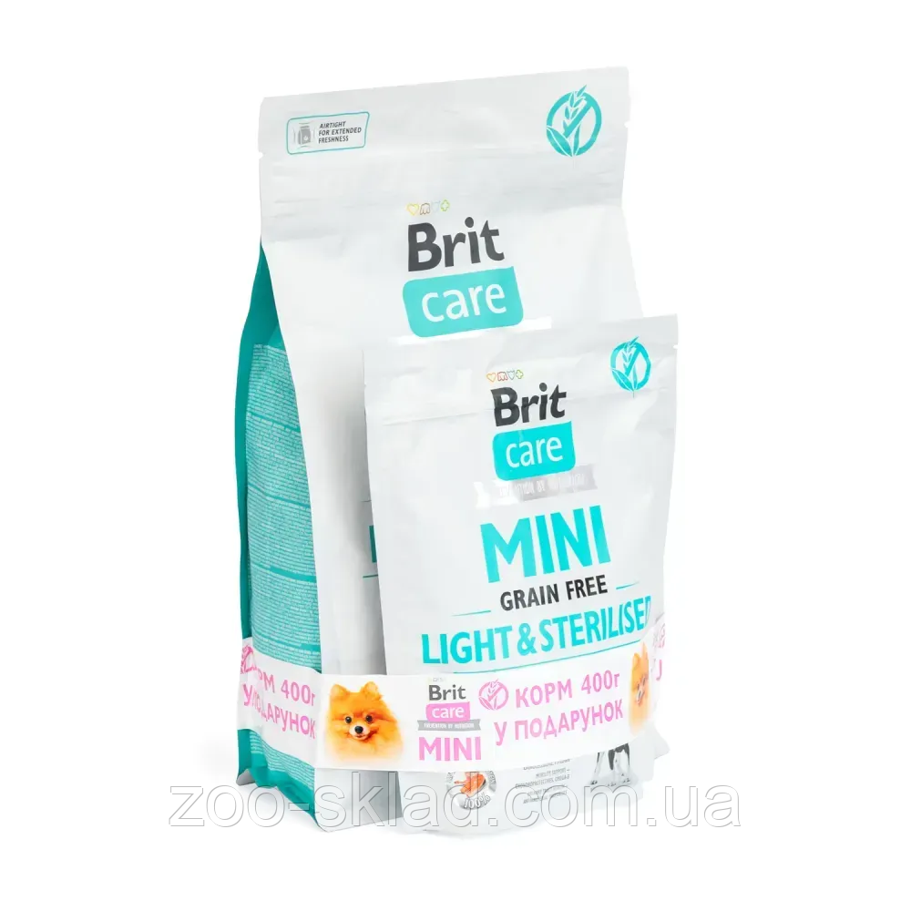 НАБІР Brit Care Grain Free Mini Light and Sterilised для дорослих собак дрібних порід з зайвою вагою з