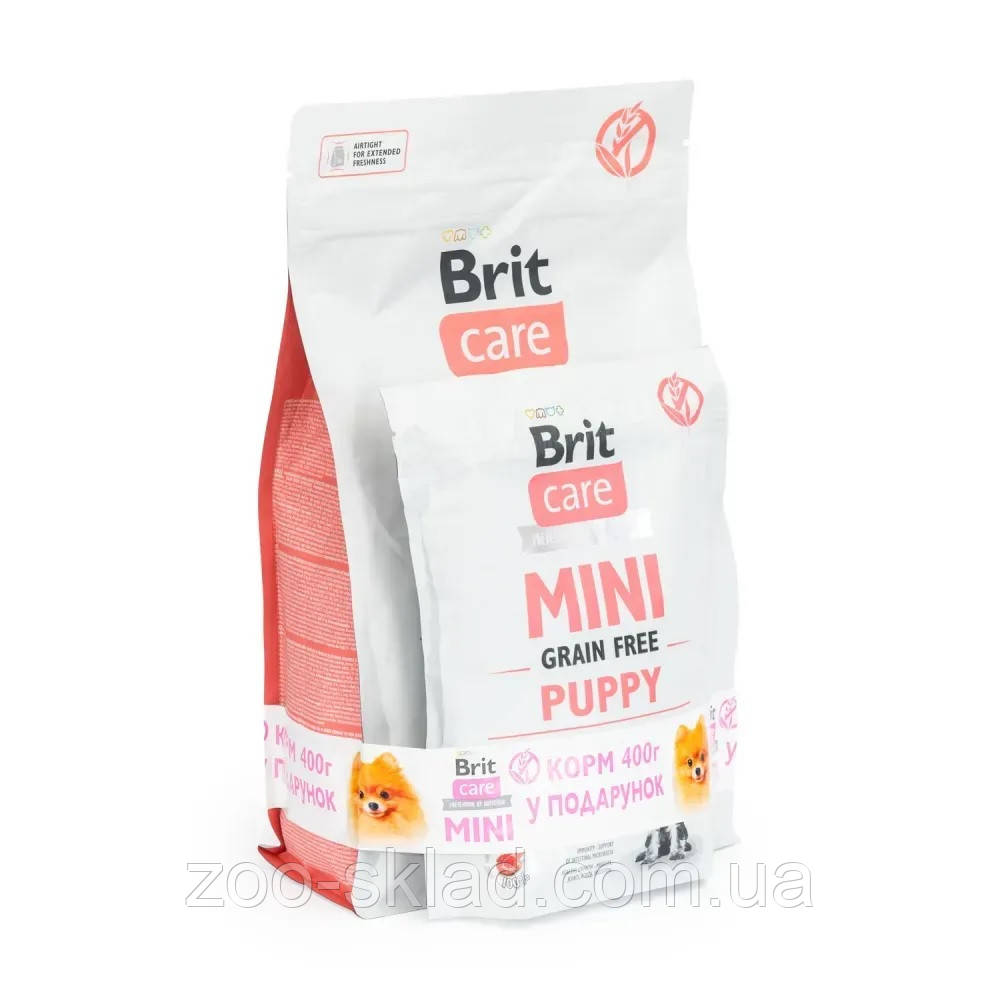 НАБІР Brit Care Grain Free Mini Puppy Lamb для цуценят та молодих собак мініатюрних порід, з ягням 2кг+400г