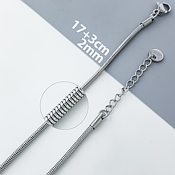 Браслет Снейк; р.17+3 см; Stainless Steel Xuping, родій