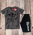 Чоловічий літній костюм Adidas Футболка + Шорти сірий Адідас на літо, фото 3