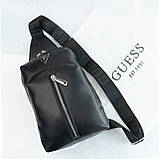 Чоловіча сумка бананка на пояс і на груди (слінг) Guess (7517) чорна, фото 3