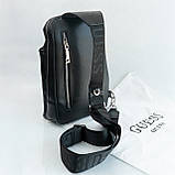 Чоловіча сумка бананка на пояс і на груди (слінг) Guess (7517) чорна, фото 2