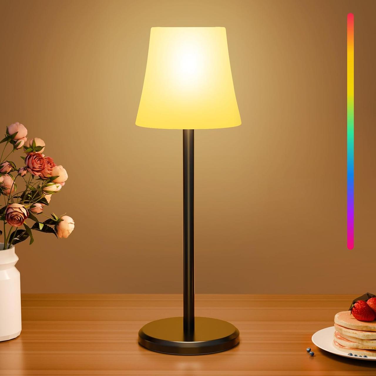 Бездротова настільна лампа, регульована нічник, 3 кольори + RGB, сенсорне керування, настіл