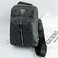 Чоловіча сумка бананка на пояс і на груди (слінг) Guess (7517) сіра