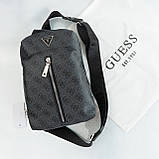 Чоловіча сумка бананка на пояс і на груди (слінг) Guess (7517) сіра, фото 2