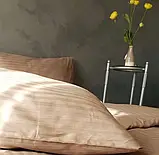 Полуторний комплект постільної білизни Страйп Сатин LUX 150*200 капучіно, фото 5