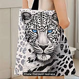 Велика сумка-шопер із принтом снігового леопарда , 40/33 см, фото 2