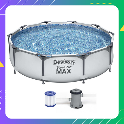 Круглый каркасный бассейн 305х76 см Bestway 56408 сборный для детей и взрослых из пвх для дачи, фото 1
