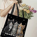 Велика сумка-шопер із принтом милих кошенят , 40/34 см, фото 2