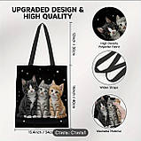 Велика сумка-шопер із принтом милих кошенят , 40/34 см, фото 3