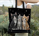 Велика сумка-шопер із принтом милих кошенят , 40/34 см, фото 4