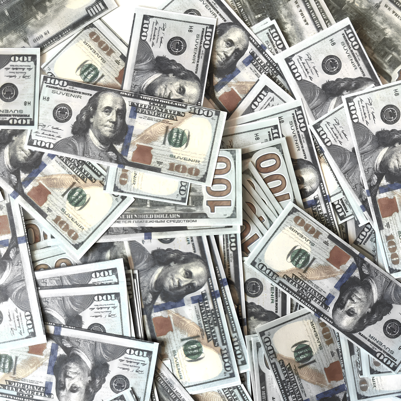 Конфеті 100 доларів 23х55 мм., 100 гр./уп.