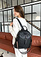 Шкіряний жіночий молодіжний рюкзак чорний на кожен день 94413 _ bags25, фото 8
