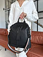 Шкіряний жіночий молодіжний рюкзак чорний на кожен день 94413 _ bags25, фото 9
