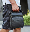 Чоловічий шкіряний месенджер через плече чорний Tiding Bag A25F-1519A _ bags25, фото 9
