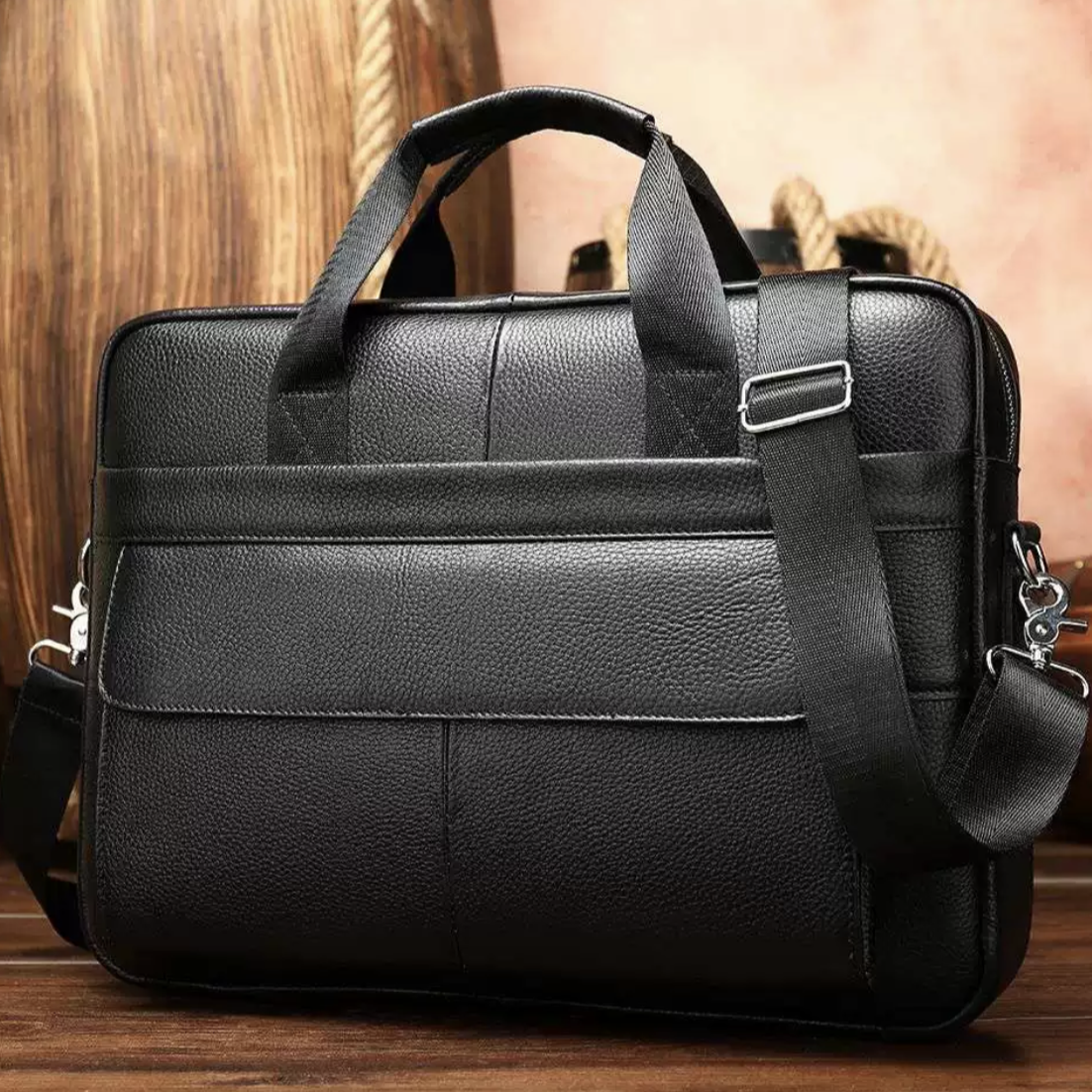 Чоловіча шкіряна сумка для ноутбука та документів чорна Tiding Bag RD-23134 _ bags25, фото 1