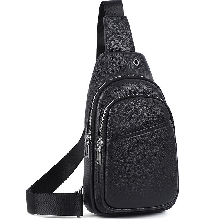 Сумка-слінг чоловіча чорна через плече з натуральної шкіри TIDING BAG A25F-515-1A _ bags25, фото 1