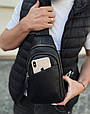 Сумка-слінг чоловіча чорна через плече з натуральної шкіри TIDING BAG A25F-515-1A _ bags25, фото 5