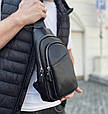 Сумка-слінг чоловіча чорна через плече з натуральної шкіри TIDING BAG A25F-515-1A _ bags25, фото 8
