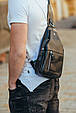 Шкіряний чорний чоловічий слінг рюкзак на одне плече TIDING BAG A25F-617-1A _ bags25, фото 7