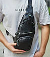 Сумка-слінг чорна чоловіча шкіряна TIDING BAG MK16094 _ bags25, фото 8