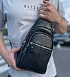 Чоловічий шкіряний слінг сумка-рюкзак через плече чорна TIDING BAG-MK 83423 _ bags25, фото 2