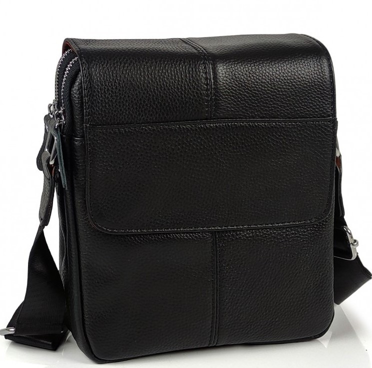 Шкіряна чоловіча чорна сумка через плече м'яка BEXHILL TD-21334A _ bags25, фото 1