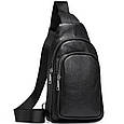 Чоловіча сумка-слінг шкіряна чорна на плече зерниста 23242 _ bags25, фото 2