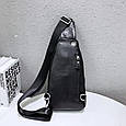 Чоловіча сумка-слінг шкіряна чорна на плече зерниста 23242 _ bags25, фото 8