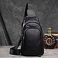 Чоловіча сумка-слінг шкіряна чорна на плече зерниста 23242 _ bags25, фото 9