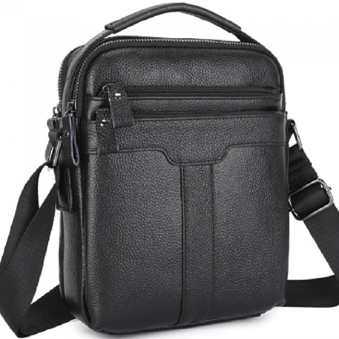 Чоловіча шкіряна сумка-месенджер через плече Tiding Bag A25-3278A Чорна _ bags25, фото 1